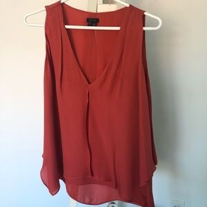 Theory raspberry silk top